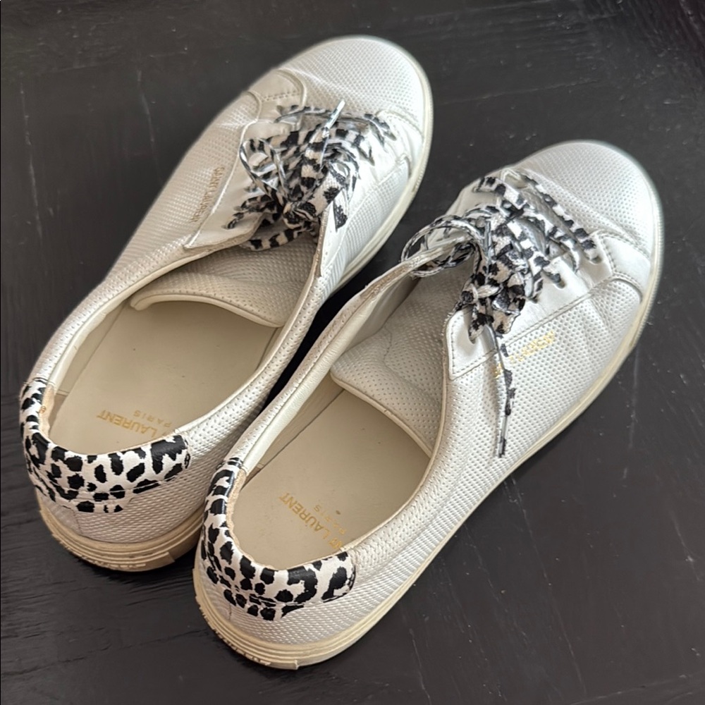 Saint Laurent White and Black Sneakers Minimalist Design - size 9 (worn)